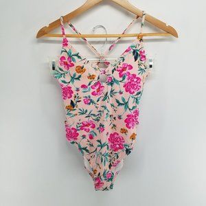 California Sunshine one piece floral bathing suit swim suit size S